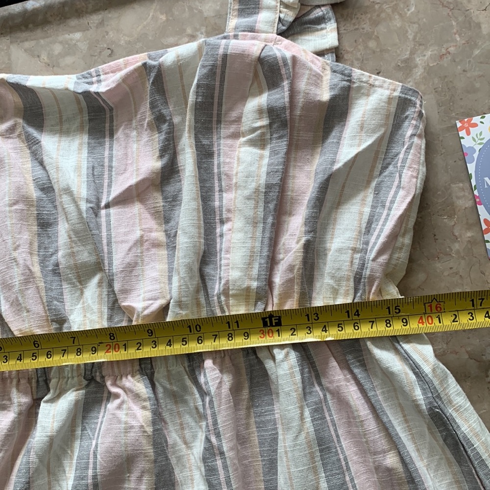 Madison Grey Striped Ruffle Dress cotton summer Sunday size XL boho - Picture 9 of 15